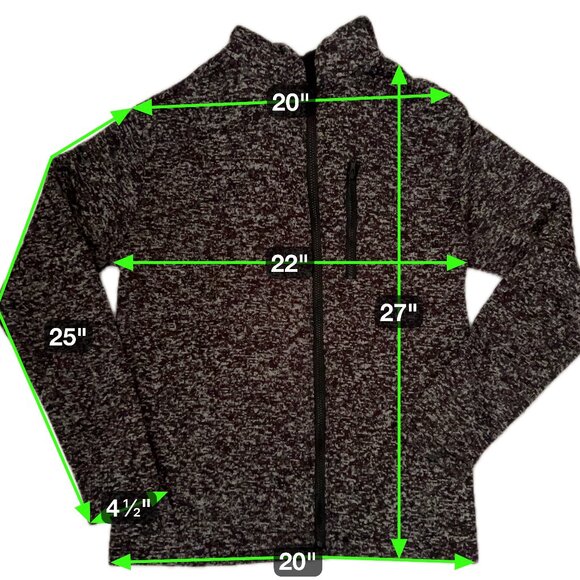 Craft + Flow Men’s Full-Zip Hoodie – Black Marled Gray, Size L, Chest Zip Pocket - Picture 7 of 9